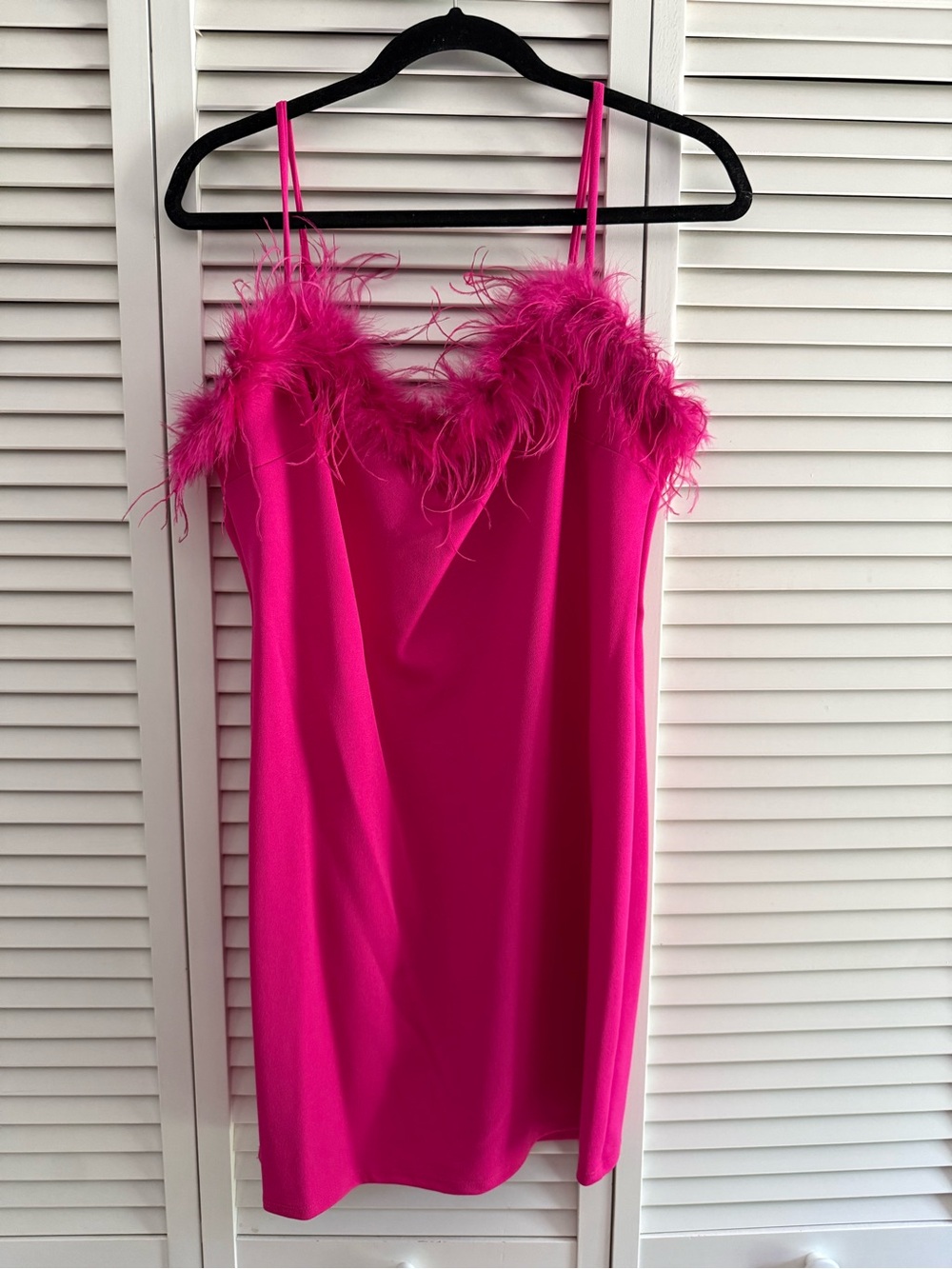 B Darlin Fuchsia Feather-Trim Slip Dress